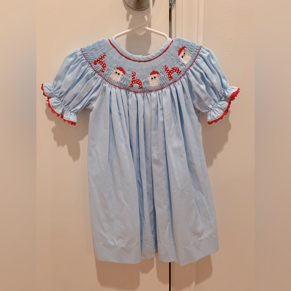 Stitchy Fish Smocked Ho Ho Ho Dress